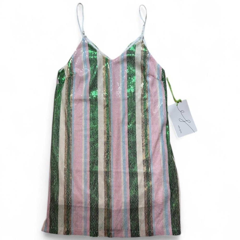 ✨ Elle Gray Sequin Stripe Mini Dress – NWT | Size S/M 💃 $40 ($85)